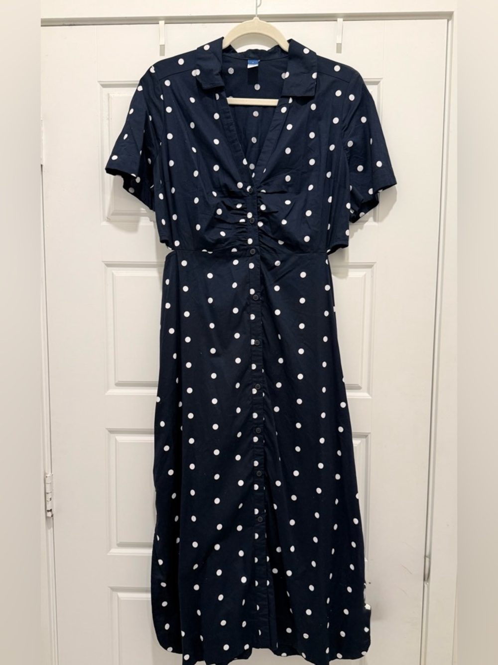 Old Navy Navy Blue Polka Dot Midi Dress